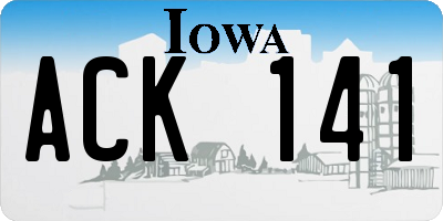 IA license plate ACK141