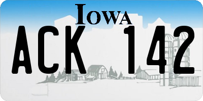 IA license plate ACK142