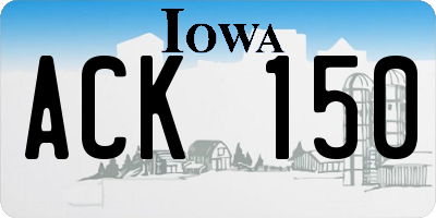 IA license plate ACK150
