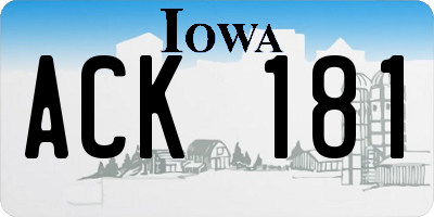 IA license plate ACK181