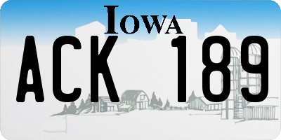 IA license plate ACK189