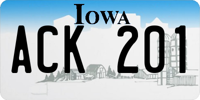 IA license plate ACK201