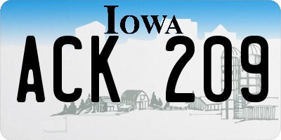 IA license plate ACK209