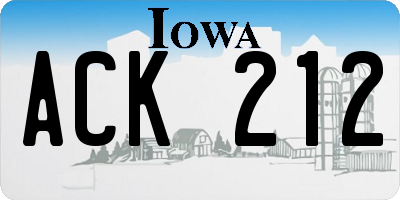 IA license plate ACK212
