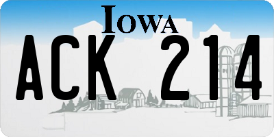 IA license plate ACK214