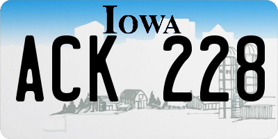 IA license plate ACK228