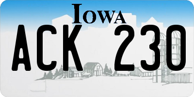 IA license plate ACK230