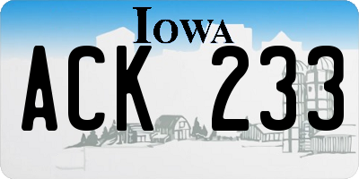 IA license plate ACK233