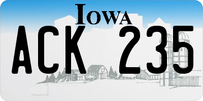 IA license plate ACK235