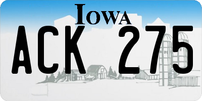 IA license plate ACK275