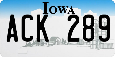 IA license plate ACK289