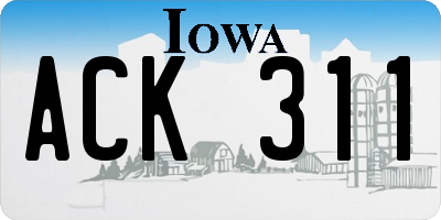 IA license plate ACK311