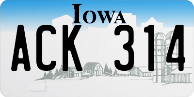 IA license plate ACK314
