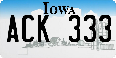 IA license plate ACK333