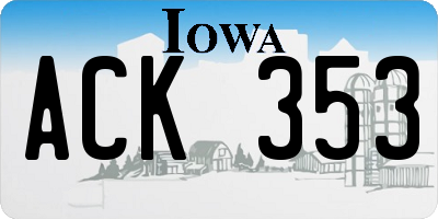IA license plate ACK353