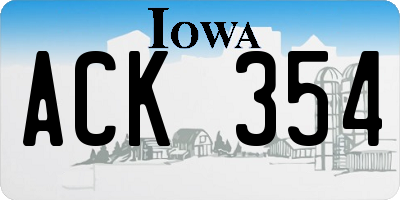 IA license plate ACK354