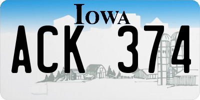 IA license plate ACK374