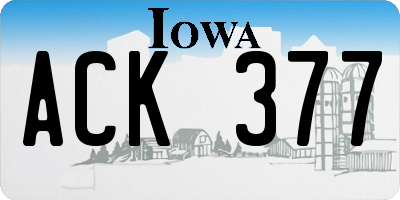IA license plate ACK377