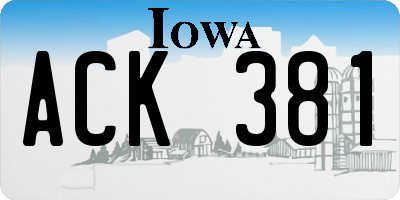IA license plate ACK381