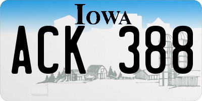 IA license plate ACK388