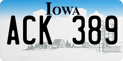 IA license plate ACK389