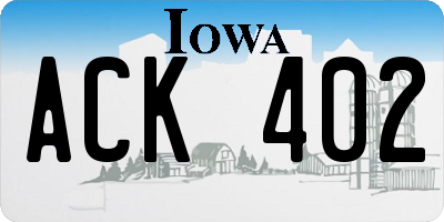 IA license plate ACK402