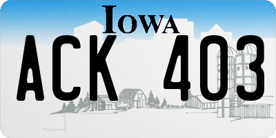 IA license plate ACK403