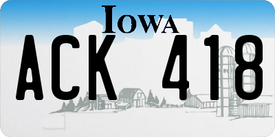 IA license plate ACK418