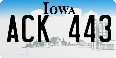 IA license plate ACK443