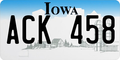 IA license plate ACK458