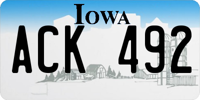 IA license plate ACK492