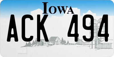 IA license plate ACK494