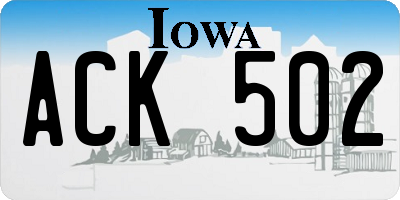 IA license plate ACK502