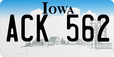 IA license plate ACK562