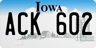 IA license plate ACK602