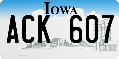 IA license plate ACK607
