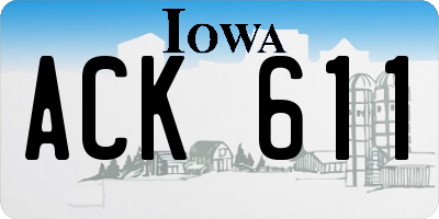 IA license plate ACK611