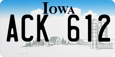 IA license plate ACK612