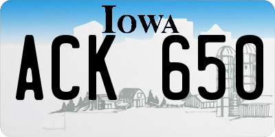 IA license plate ACK650