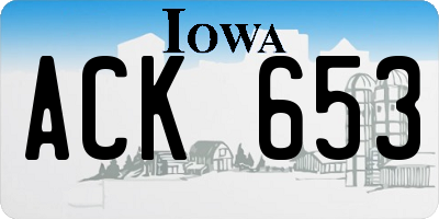 IA license plate ACK653