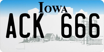 IA license plate ACK666