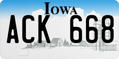 IA license plate ACK668