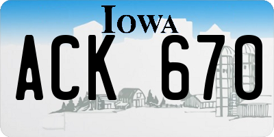 IA license plate ACK670