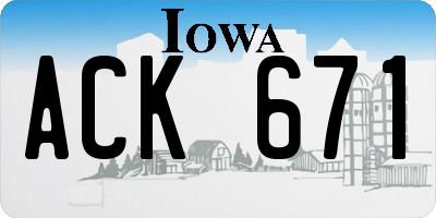 IA license plate ACK671
