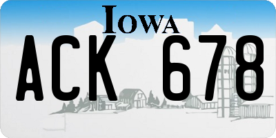 IA license plate ACK678
