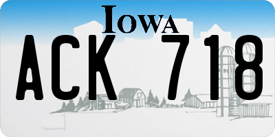 IA license plate ACK718