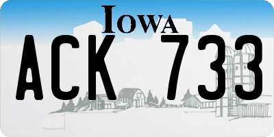 IA license plate ACK733