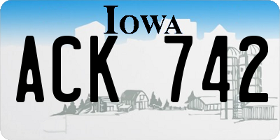 IA license plate ACK742