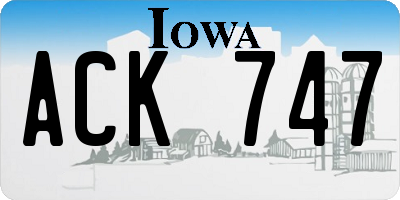 IA license plate ACK747