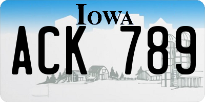 IA license plate ACK789